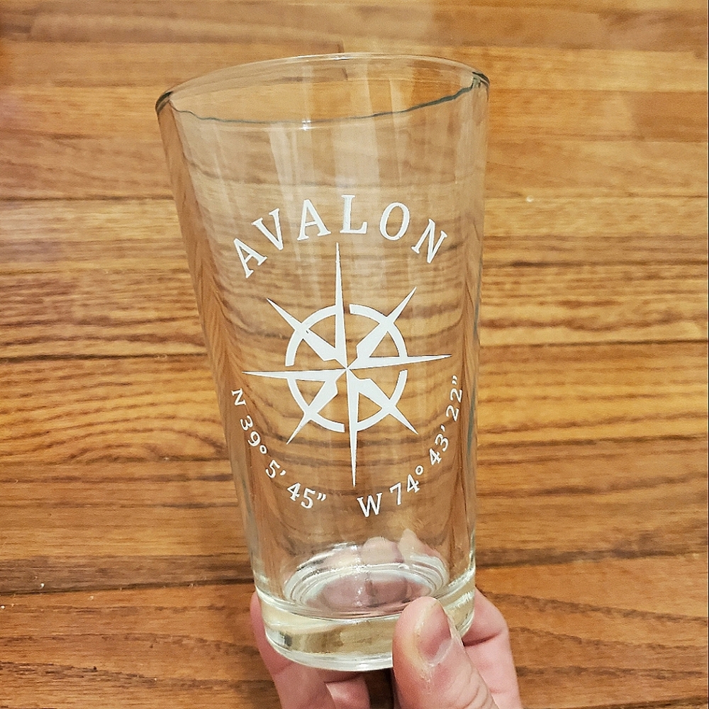 Avalon NJ Beach coordinates drink or beer glass